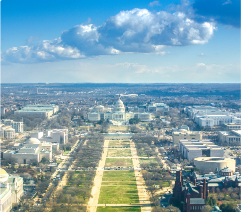 Aerial view of the National Mall from the top of the Washington Monument
