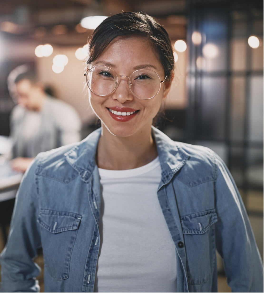 woman with glasses image