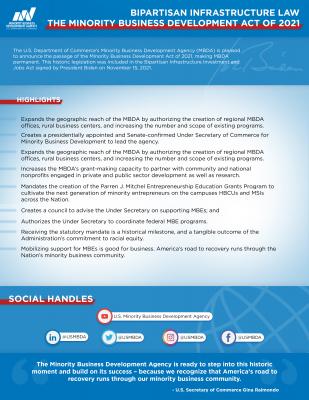 Bipartisan Infrastructure Law | The Minority Business Development Act of 2021