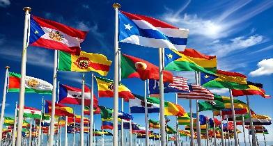 Diverse collection of flags from around the world showing unity and national pride